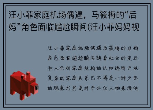 汪小菲家庭机场偶遇，马筱梅的“后妈”角色面临尴尬瞬间(汪小菲妈妈视频)