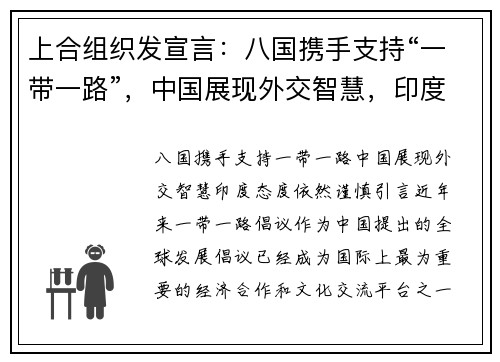 上合组织发宣言：八国携手支持“一带一路”，中国展现外交智慧，印度态度依然谨慎